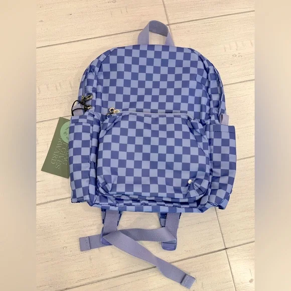 New State Lorimer Lilac and Purple Checkered Mini Backpack NWT